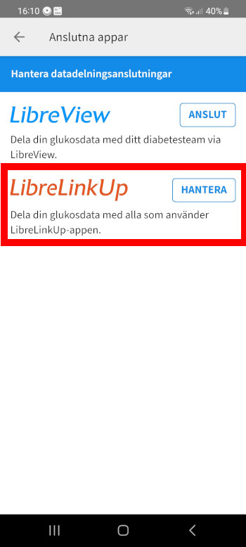 Kopplar mot Libre Linkup
